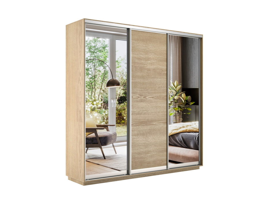 Шкафы-купе 3-х дверные, Шкаф-купе Экспресс Медиум (2 зеркала) трио 2200 x 2400 x 450