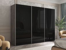 Шкафы-купе 3-х дверные, Шкаф Эста трио Стекло черное 2400 х 3000 х 660