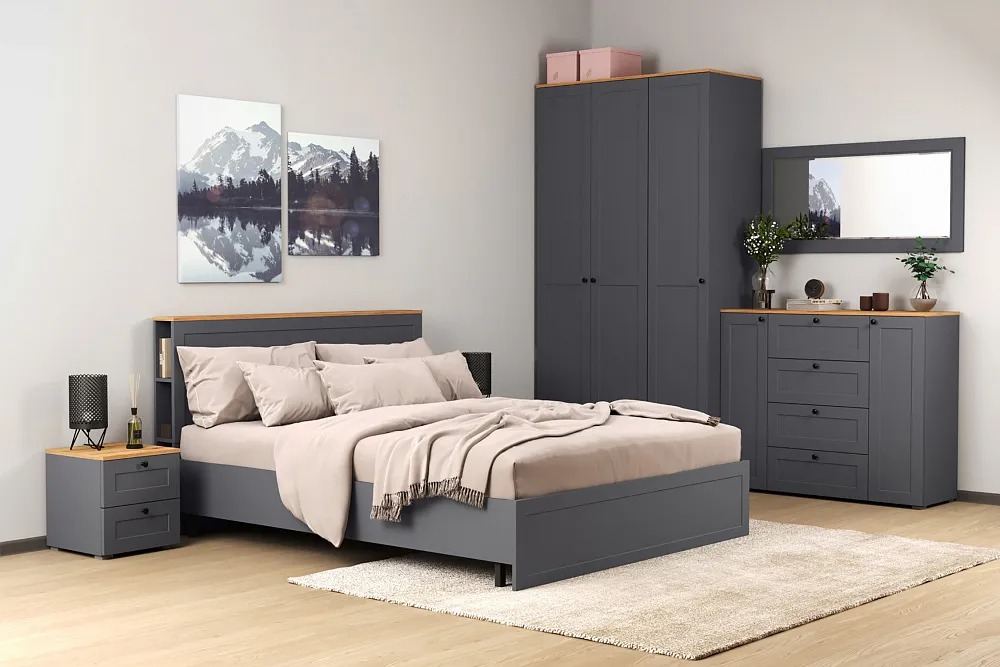 Для одежды, Шкаф для одежды Остин 13.336.02, серый графит, дуб золотой крафт