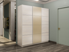 Шкафы-купе 3-х дверные, Шкаф-купе Прайм 3-х дверный Стекла фисташка/ДСП/Доводчики 210х57х230