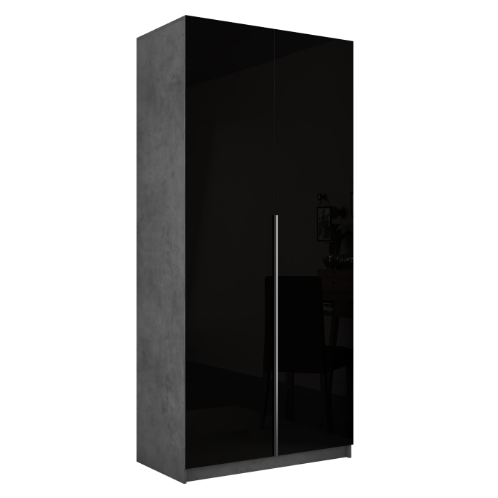 Шкафы распашные, Шкаф распашной Е1 Локер 101x52.5x220 см, с черным стеклом и полками