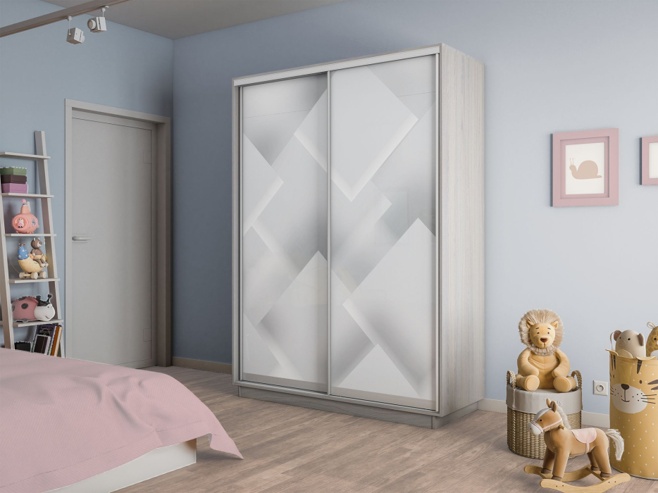 Шкафы-купе 2-х дверные, Шкаф-купе Экспресс 2-х дверный Фотопечать Квадрат Стекла 140х60х240