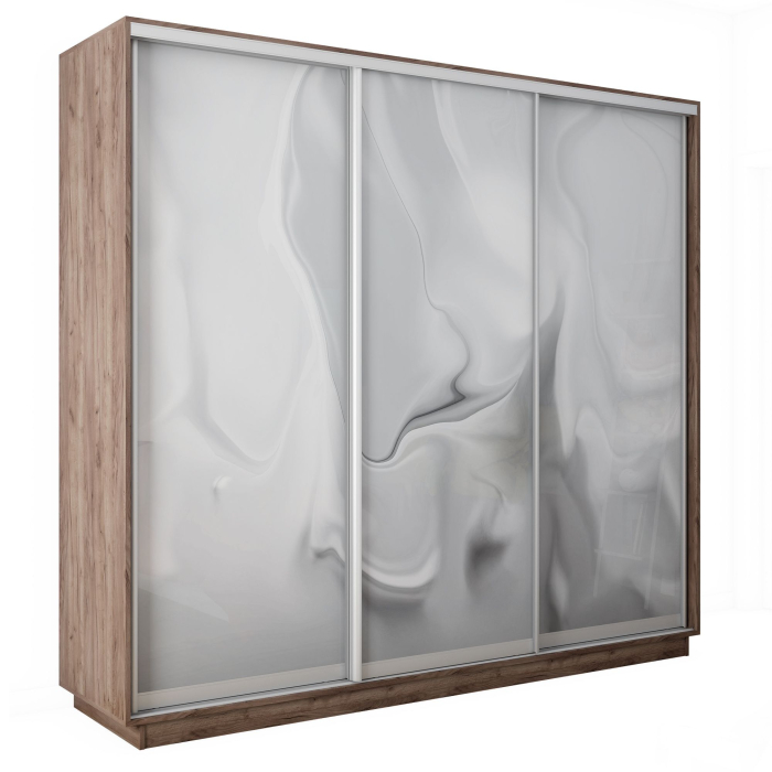 Шкафы-купе 3-х дверные, Шкаф-купе Экспресс 3-х дверный Фотопечать Шелк Стекла 210х45х240