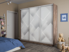 Шкафы-купе 3-х дверные, Шкаф-купе Экспресс 3-х дверный Фотопечать Квадрат Стекла 180х60х240