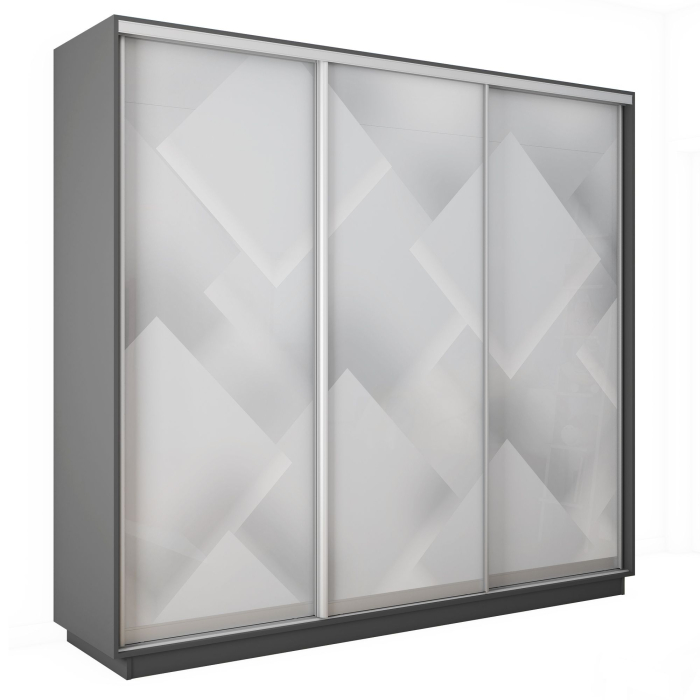 Шкафы-купе 3-х дверные, Шкаф-купе Экспресс 3-х дверный Фотопечать Квадрат Стекла 180х60х220