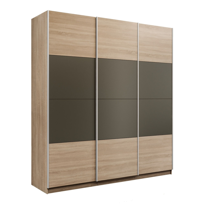 Шкафы-купе 3-х дверные, Шкаф-купе Эста 3-х дверный ДСП/Стекла хаки/Доводчик 270х66х240