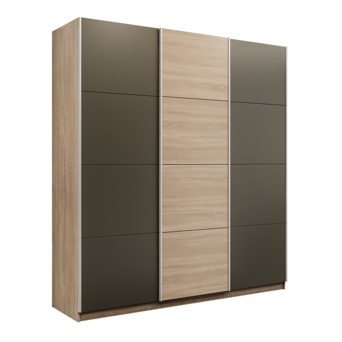 Шкафы-купе 3-х дверные, Шкаф-купе Эста 3-х дверный ДСП/Стекла хаки/Доводчик 240х66х240