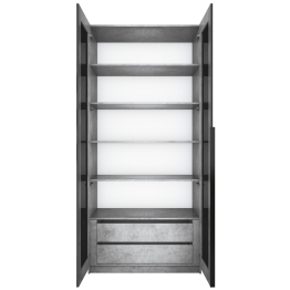 Шкаф распашной Е1 Локер 101x52.5x220 см, с черным стеклом , полками и модулем