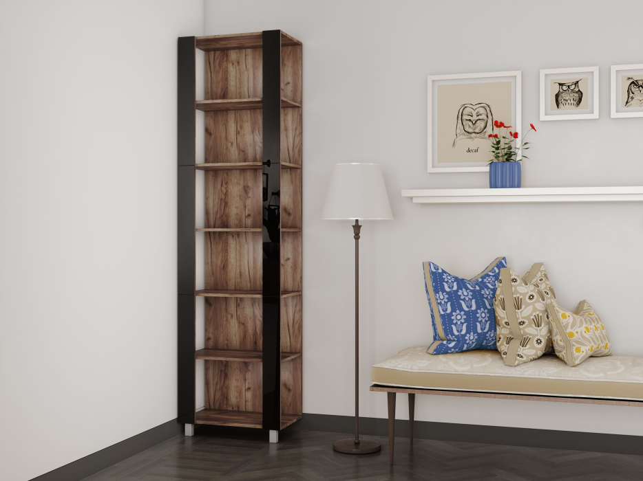 Открытые, Стеллаж модульный Универсальный 35х44х220 Черное стекло