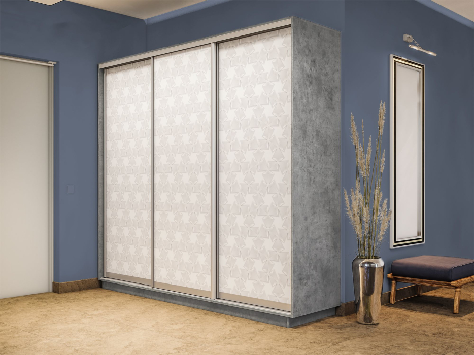 Шкафы-купе 3-х дверные, Шкаф-купе Экспресс 3-х дверный Фотопечать Калейдоскоп Стекла 240х60х240