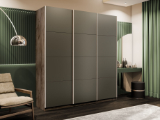 Шкафы-купе 3-х дверные, Шкаф-купе Прайм Широкий 3-х дверный Стекла хаки/Доводчики 240х57х230
