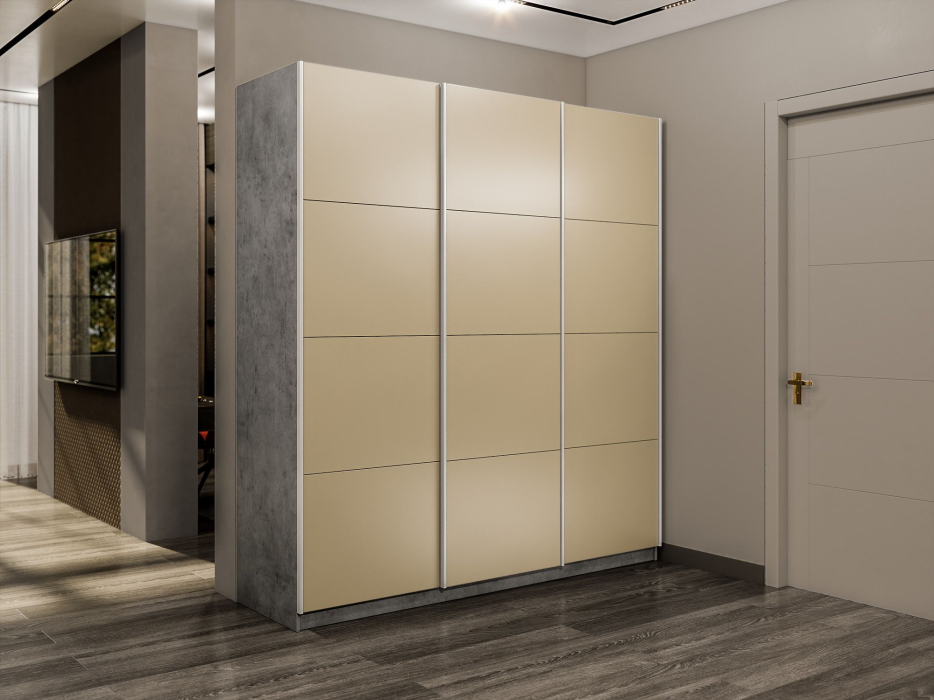 Шкафы-купе 3-х дверные, Шкаф-купе Прайм 3-х дверный Стекла фисташка/Доводчики 180х57х230