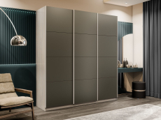 Шкафы-купе 3-х дверные, Шкаф-купе Прайм Широкий 3-х дверный Стекла хаки/Доводчики 240х57х230