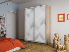 Шкафы-купе 2-х дверные, Шкаф-купе Экспресс 2-х дверный Фотопечать Квадрат Стекла 140х45х240