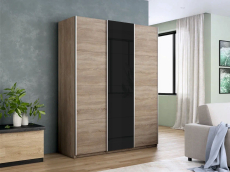 Шкафы-купе 3-х дверные, Шкаф-купе Прайм 3-х дверный ДСП/Стекло черное/Доводчики 210х57х230