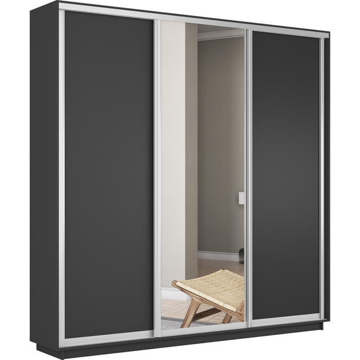 Шкафы-купе 3-х дверные, Шкаф-купе Экспресс Медиум (1 зеркало) трио 2200 x 1800 x 450