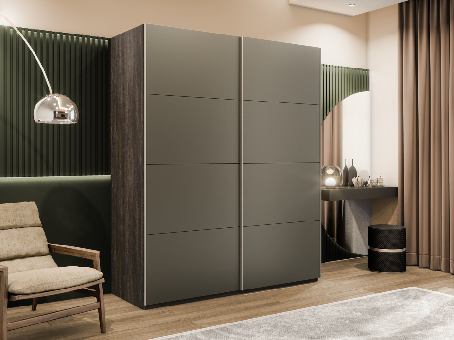 Шкафы-купе 2-х дверные, Шкаф-купе Эста 2-х дверный Стекла хаки/Доводчик 160х66х240