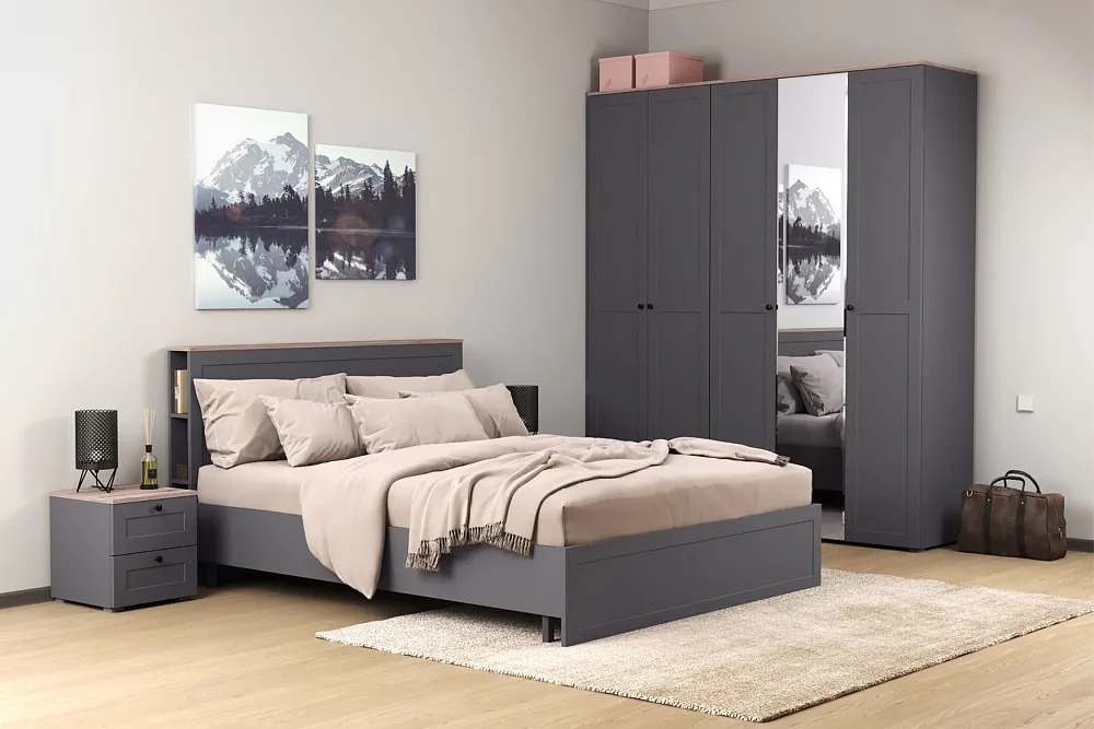 Для одежды, Шкаф для одежды Остин 13.336.02, серый графит, дуб золотой крафт