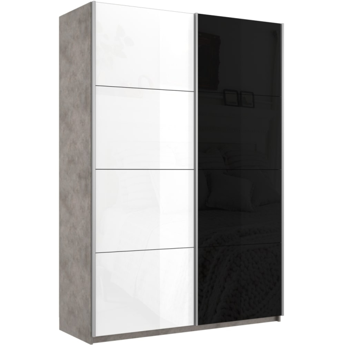Шкафы-купе 2-х дверные, Шкаф-купе Прайм 2-х дверный Стекло белое/Стекло черное/Доводчики 160х57х230