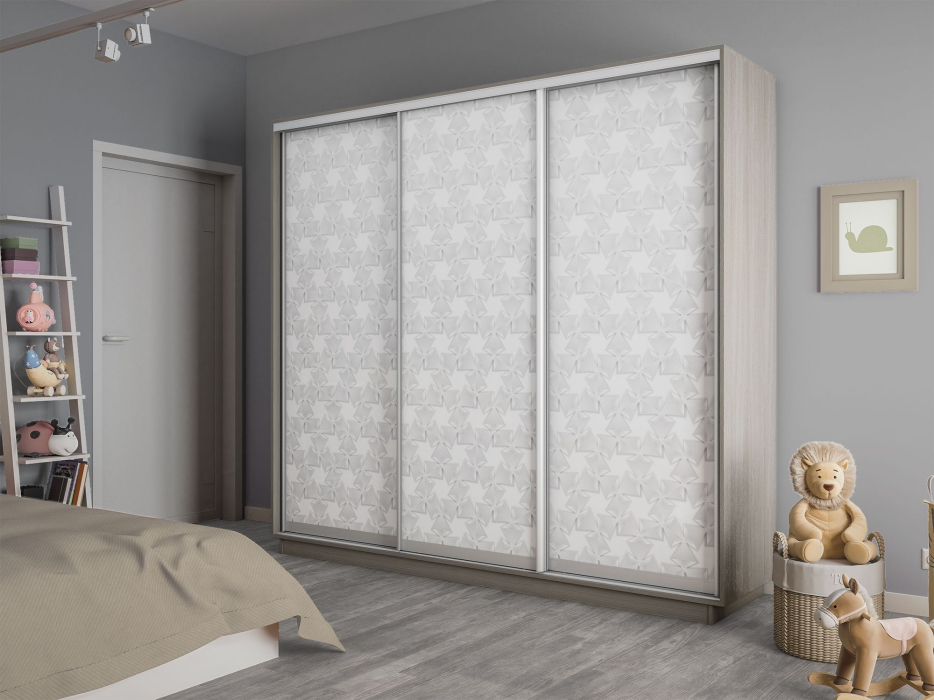 Шкафы-купе 3-х дверные, Шкаф-купе Экспресс 3-х дверный Фотопечать Калейдоскоп Стекла 210х60х240