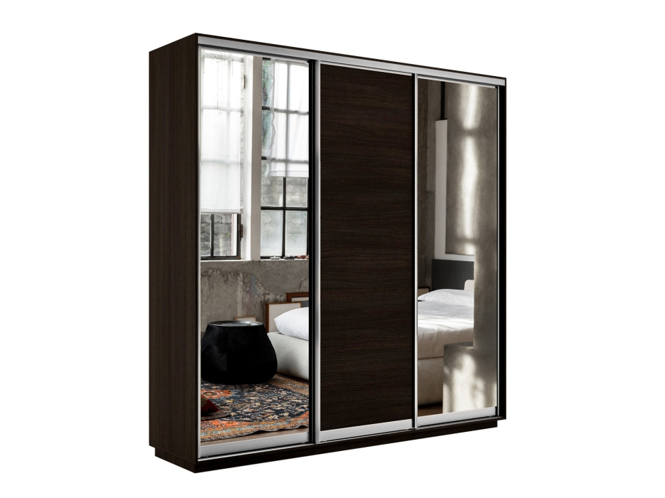 Шкафы-купе 3-х дверные, Шкаф-купе Экспресс Медиум (2 зеркала) трио 2200 x 2100 x 450