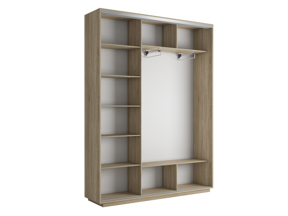 Шкафы-купе 3-х дверные, Шкаф-купе Экспресс Медиум (2 зеркала) трио 2200 x 2100 x 450