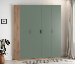 Шкаф четырехдверный Макс 2000 мм, вариант №3 (ЛДСП, корпус дуб вотан)