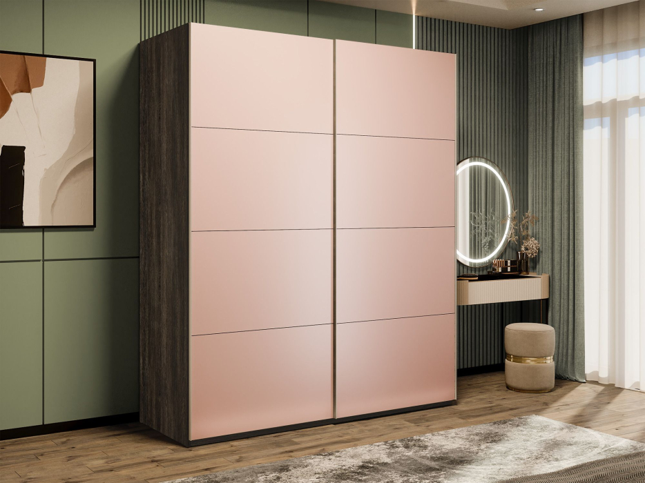 Шкафы-купе 2-х дверные, Шкаф-купе Эста 2-х дверный Стекла пудра/Доводчик 200х66х240