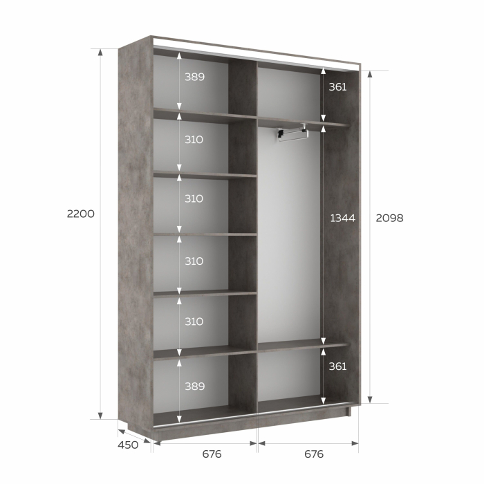 Шкафы-купе 2-х дверные, Шкаф-купе Экспресс 2-х дверный Фотопечать Квадрат Стекла 140х45х220