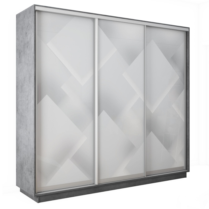 Шкафы-купе 3-х дверные, Шкаф-купе Экспресс 3-х дверный Фотопечать Квадрат Стекла 240х60х220