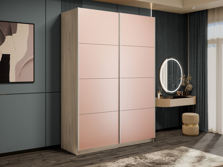 Шкафы-купе 2-х дверные, Шкаф-купе Прайм 2-х дверный Стекла пудра/Доводчики 160х57х230