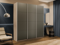 Шкафы-купе 3-х дверные, Шкаф-купе Эста 3-х дверный Стекла хаки/Доводчик 300х66х240