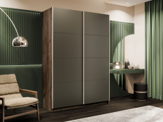 Шкафы-купе 2-х дверные, Шкаф-купе Прайм 2-х дверный Стекла хаки/Доводчики 160х57х230