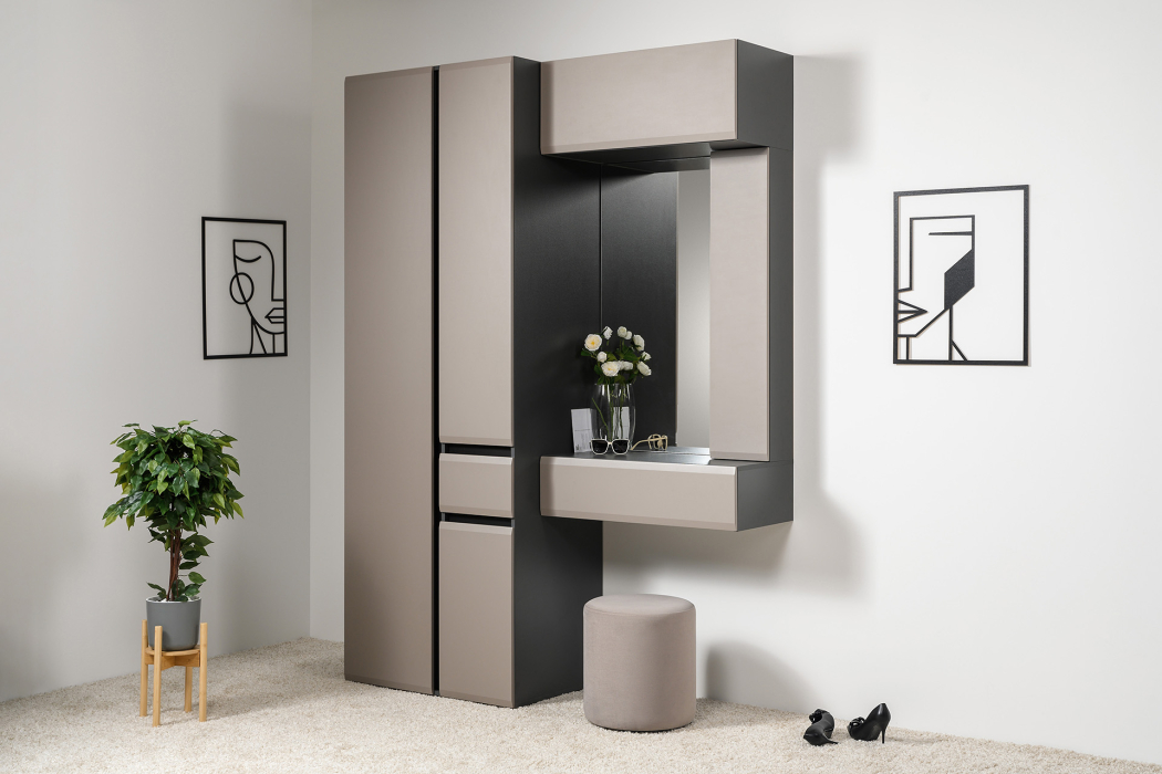 Тумбы, Тумба подвесная Сидней 16.156, антрацит, веллюто капучино