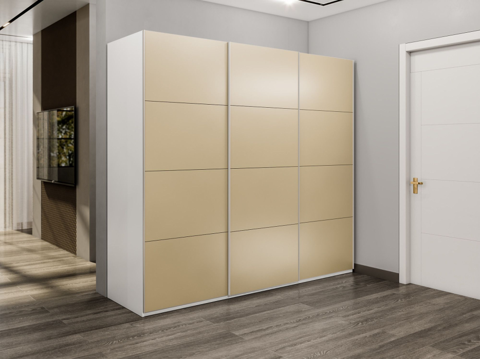 Шкафы-купе 3-х дверные, Шкаф-купе Эста 3-х дверный Стекла фисташка/Доводчик 270х66х240