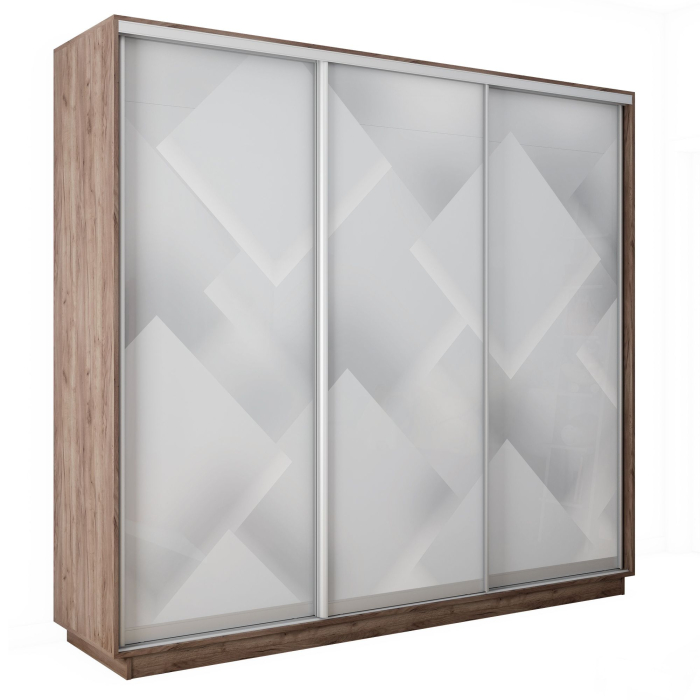 Шкафы-купе 3-х дверные, Шкаф-купе Экспресс 3-х дверный Фотопечать Квадрат Стекла 180х60х240