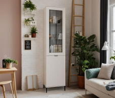 Шкафы пеналы, Шкаф-витрина Турин СБ-3567 Кашемир серый/МДФ Кашемир