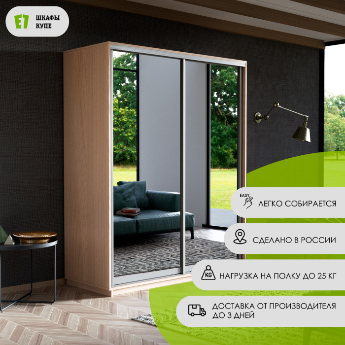 Шкафы-купе, Шкаф-купе Экспресс Экспенс дуо 2200 x 1400 x 600