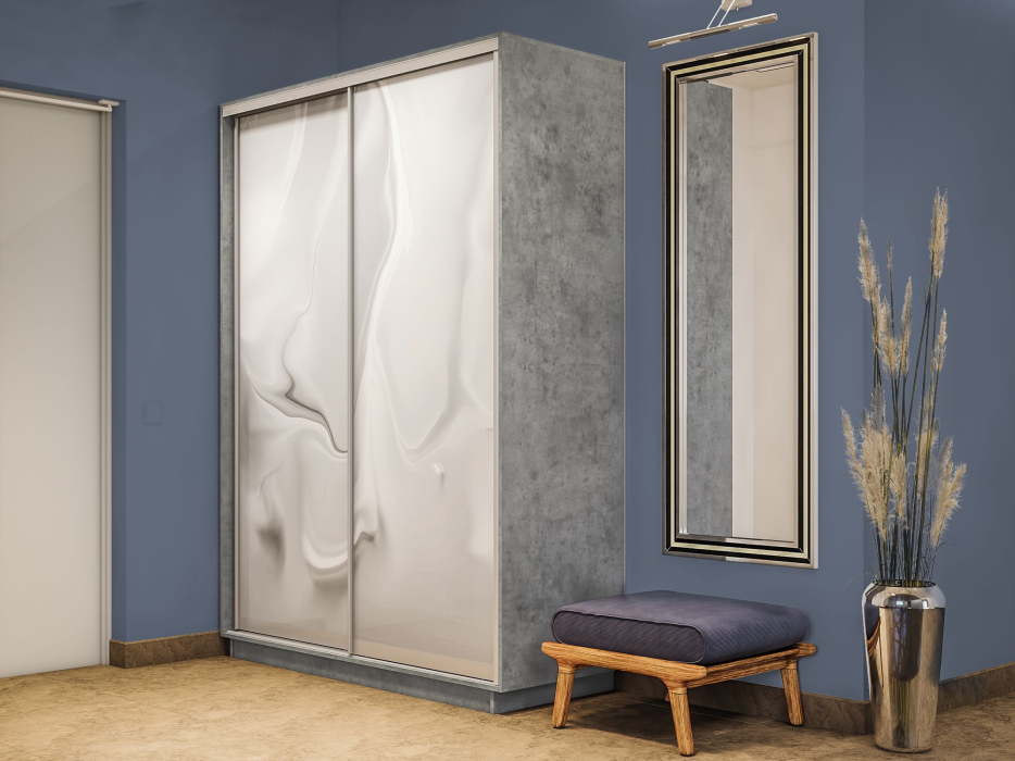 Шкафы-купе 2-х дверные, Шкаф-купе Экспресс 2-х дверный Фотопечать Шелк Стекла 140х45х240