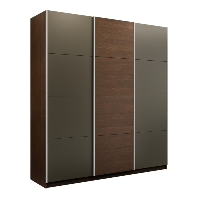 Шкафы-купе 3-х дверные, Шкаф-купе Прайм 3-х дверный Стекла хаки/ДСП/Доводчики 180х57х230
