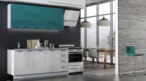 Кухня Лагуна 1,5 м К2 Морская волна/Дуб седой МДФ