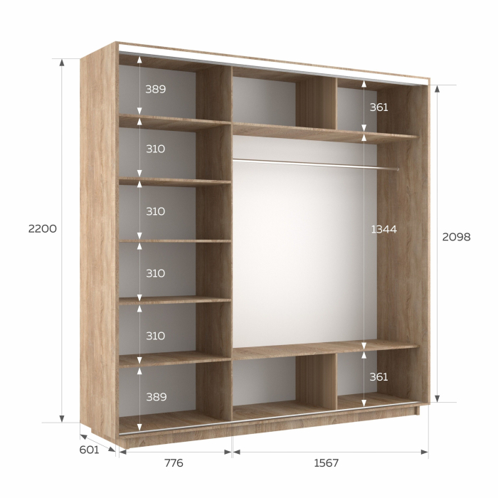 Шкафы-купе 3-х дверные, Шкаф-купе Экспресс 3-х дверный Фотопечать Квадрат Стекла 240х60х220