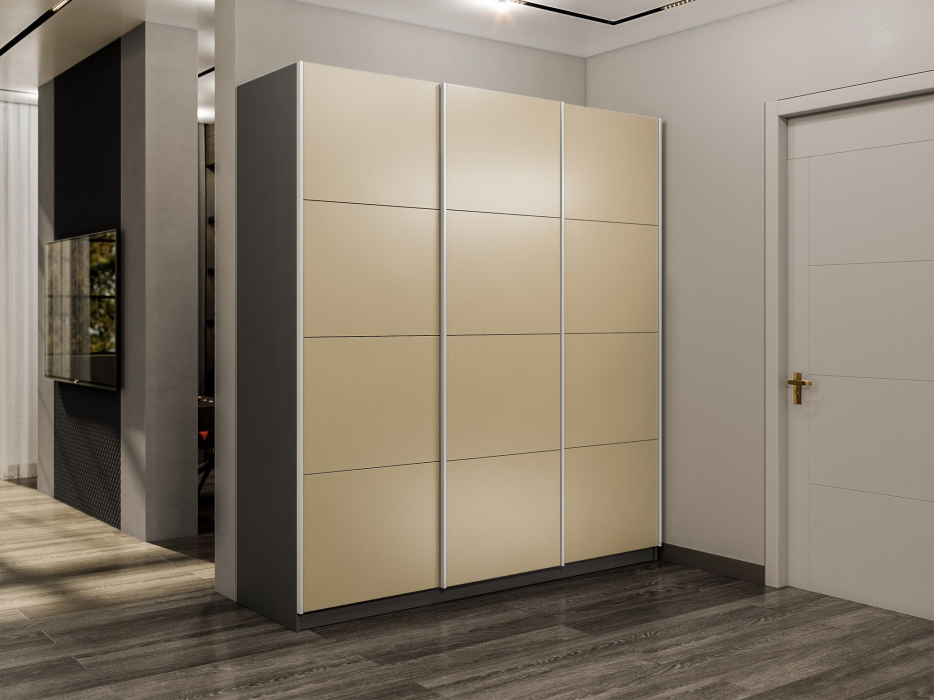 Шкафы-купе 3-х дверные, Шкаф-купе Прайм 3-х дверный Стекла фисташка/Доводчики 180х57х230