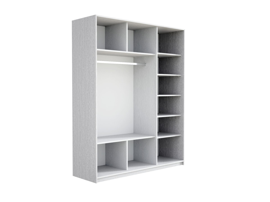 Шкафы-купе 3-х дверные, Шкаф-купе Прайм 3-х дверный Стекла белые/Доводчики 180х57х230