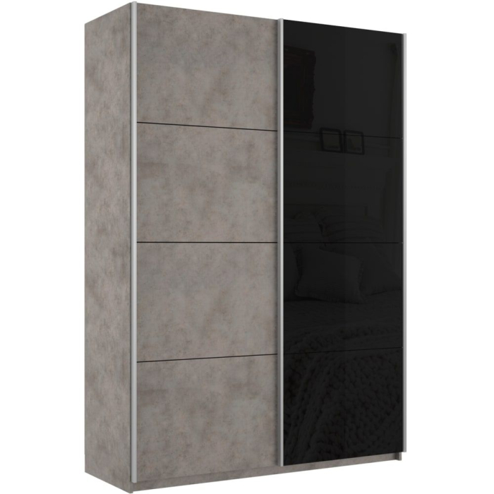 Шкафы-купе 2-х дверные, Шкаф-купе Прайм 2х дверный ДСП/Стекло черное 140х57х230