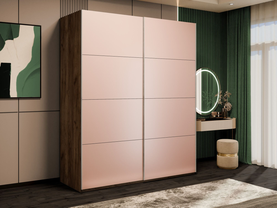 Шкафы-купе 2-х дверные, Шкаф-купе Эста 2-х дверный Стекла пудра/Доводчик 200х66х240