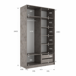 Шкаф-купе Эста 2-х дверный ДСП/Стекла пудра/Доводчик 200х66х240