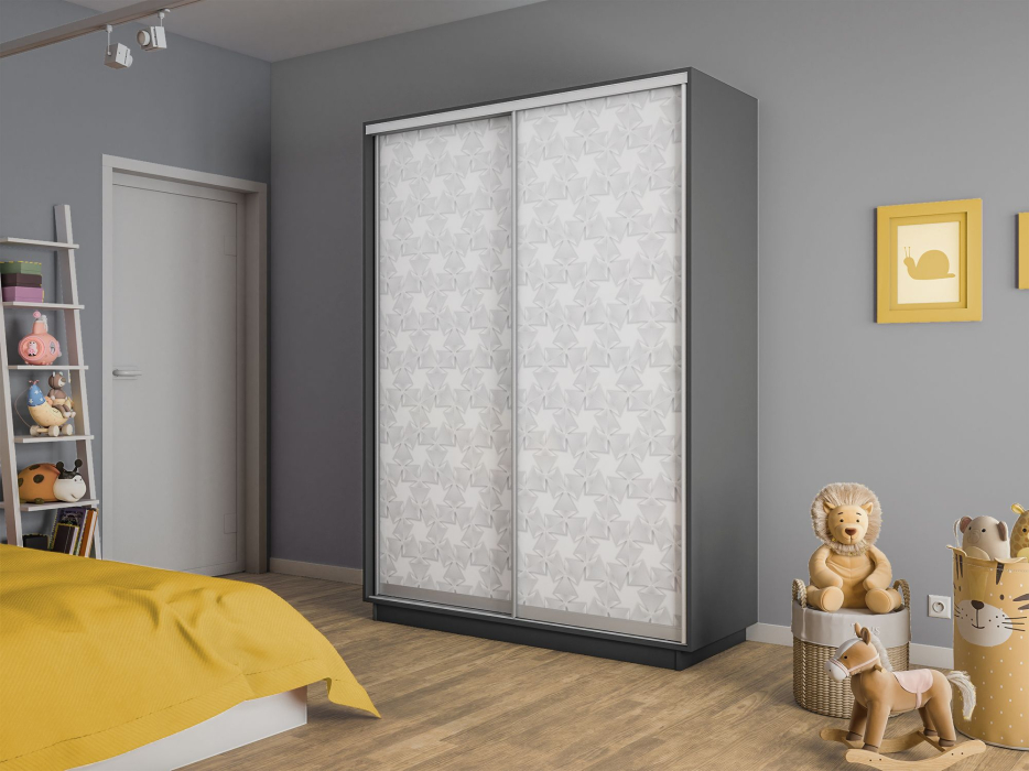 Шкафы-купе 2-х дверные, Шкаф-купе Экспресс 2-х дверный Фотопечать Калейдоскоп Стекла 160х45х240