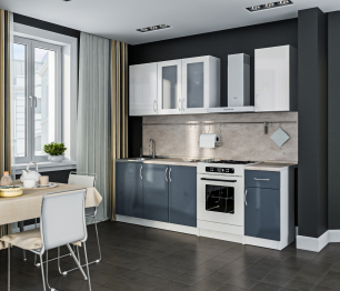 Кухонный гарнитур Катя Белый/МДФ Белый глянец,Графит глянец/МетрополитанR5