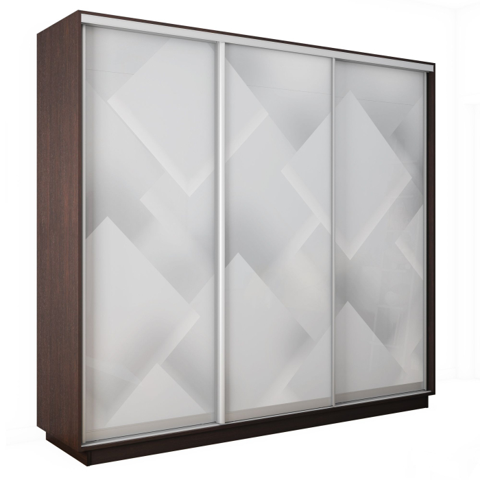 Шкафы-купе 3-х дверные, Шкаф-купе Экспресс 3-х дверный Фотопечать Квадрат Стекла 240х45х240